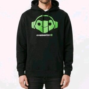 Overwatch 2‎ Black Hoodie with Green Logo Mens Size 2XL